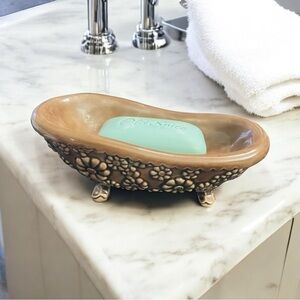 Vintage Arnel 1975 Bathtub Soap Dish Brown, Flowers Design Groovy Retro